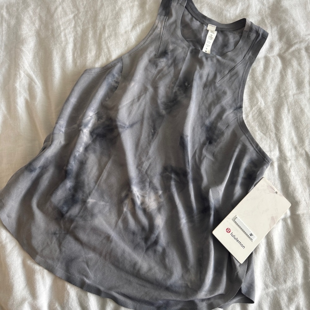 100 🆕🤍 Lululemon Lightweight Run Kit Tank Top - Diamond Dye White Black - Picture 5 of 11